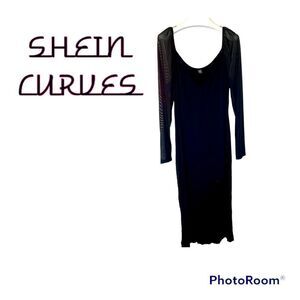 SHEIN CURVES Maxi Dress With Sheer Sleeves